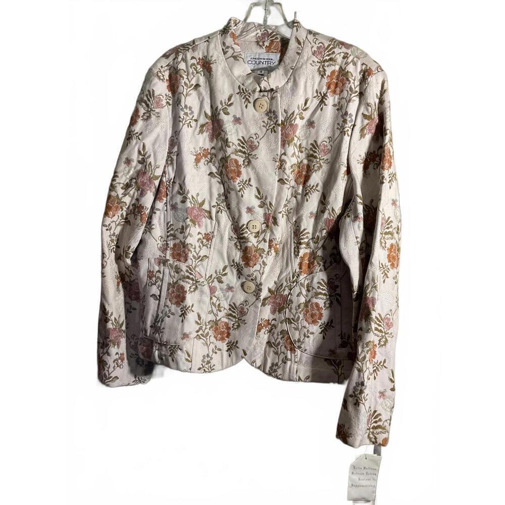 Jones New York Country Floral Print Blazer Jacket Size 16 NWT